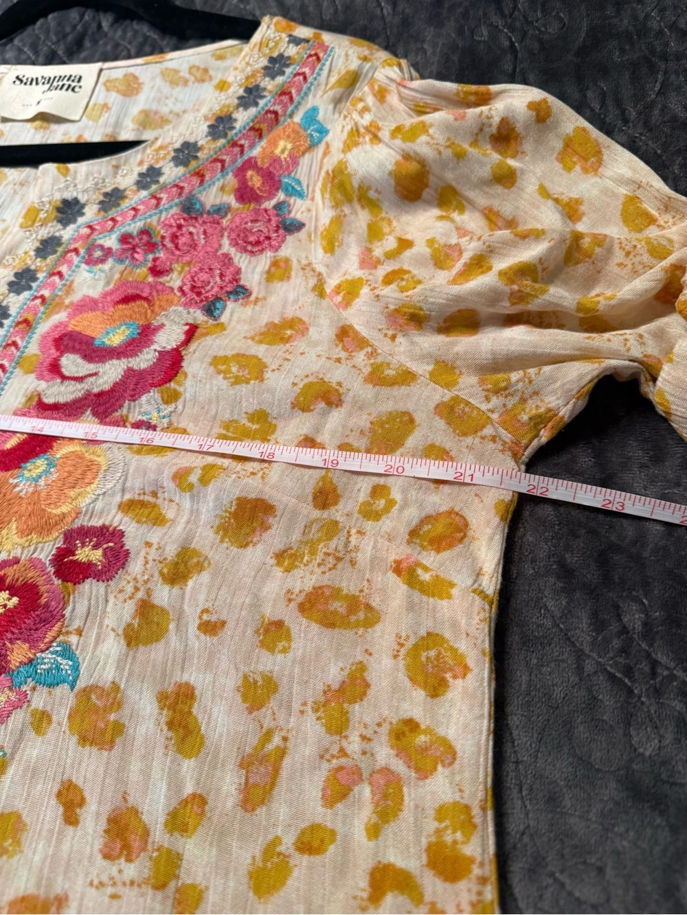 Savanna Jane Cream Tunic with Pink, Yellow & Teal Floral Embroidery - Picture 9 of 10